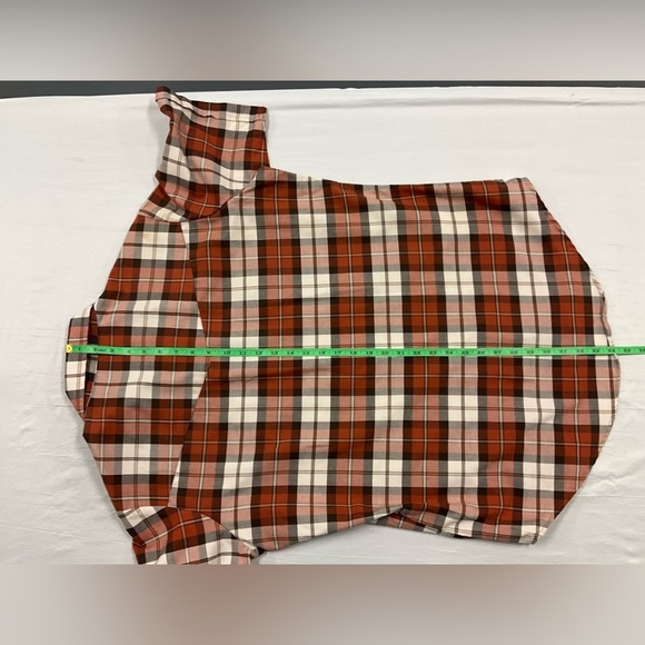 ELY CATTLEMAN Mens Brown Plaid Short Sleeve Western Yoke Pearl Snap Shirt, sz LG - Picture 7 of 8